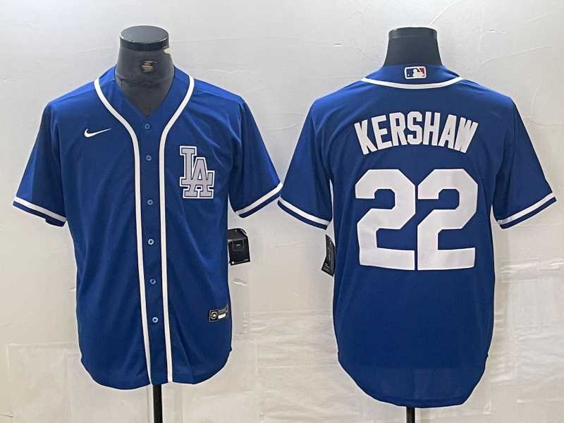 Mens Los Angeles Dodgers #22 Clayton Kershaw Blue Cool Base Stitched Baseball Jersey->los angeles dodgers->MLB Jersey